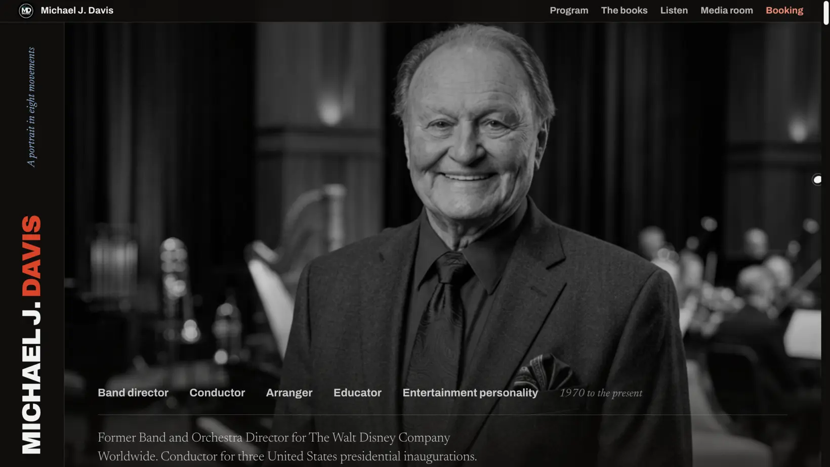 Michael J. Davis website featuring his career as a band director, conductor, arranger, educator, and entertainment personality